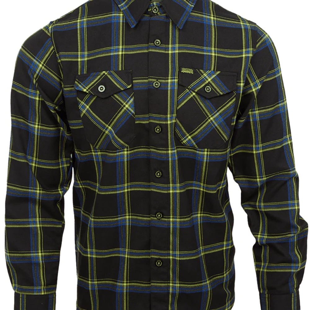 DIXXON Infeczious Grooves Black and Yellow Plaid XL Casual Button Down Shirt